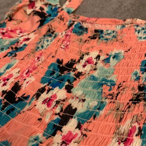 Pink and Blue Floral High Low Romper - Picture 4 of 5